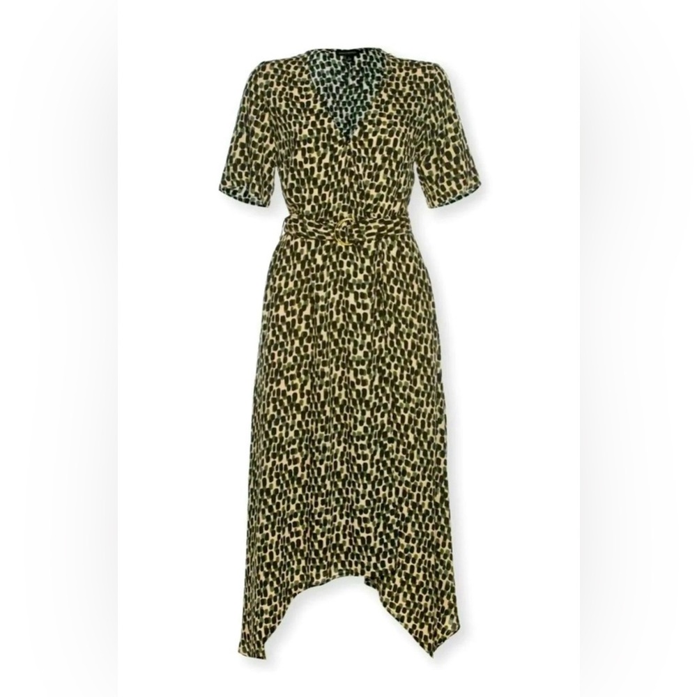 Banana Republic Women’s Patterned Wrap Dress w Handkerchief Hem & Belt, Size‎ 14